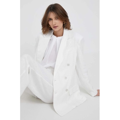 Ralph Lauren Ленено сако Polo Ralph Lauren в бяло с двуредно закопчаване с изчистен дизайн (211906029)