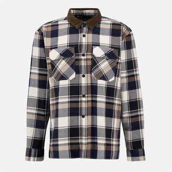 Barbour Риза с дълъг ръкав Barbour Men's Grasmoor Check Pattern Corduroy Collar Long Sleeve Overshirt - Navy NY91