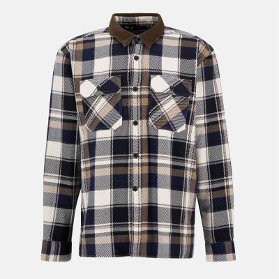 Barbour Риза с дълъг ръкав Barbour Men's Grasmoor Check Pattern Corduroy Collar Long Sleeve Overshirt - Navy NY91