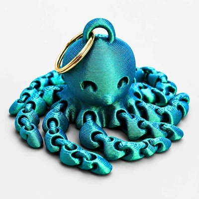 Přívěsek na klíče Svíčkománie3D Flexi chobotnice na klíče Modro-zelená lesklá