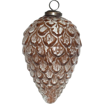 Clayre & Eef Hnědá skleněná vánoční ozdoba šiška - Ø 9*15 cm