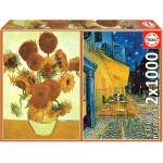 Educa - Puzzle 2x1000 Gogh: Café and Sunflowers - 1 000 piese
