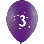 Globos Festival БАЛОНИ 10 БР. 12" - 30 СМ С ПЕЧАТ - ЦИФРА 3
