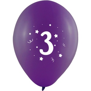 Globos Festival БАЛОНИ 10 БР. 12" - 30 СМ С ПЕЧАТ - ЦИФРА 3