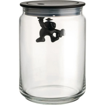 Alessi Кухненски буркан за съхранение GIANNI 900 мл, с черен капак, стъкло, Alessi (ALAMDR05B)