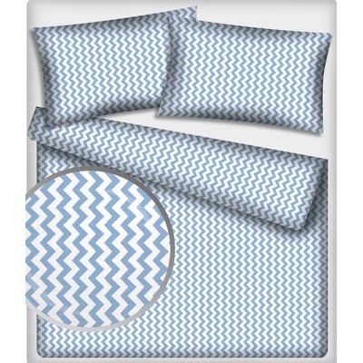 Bavlnená látka 181, vzor cik-cak, farba modrá, metráž 150 cm
