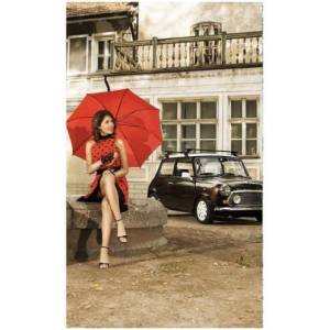 DIMEX ART Флизелинов фототапет дама в червено 150 x 250 см