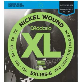 D'Addario EXL165-6, Струни за 6 струнна бас китара 32-135 (EXL165-6)