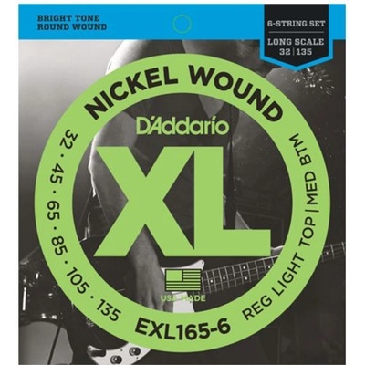 D'Addario EXL165-6, Струни за 6 струнна бас китара 32-135 (EXL165-6)