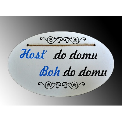 Tabuľka drevená elipsa 14x23cm Hosť do domu