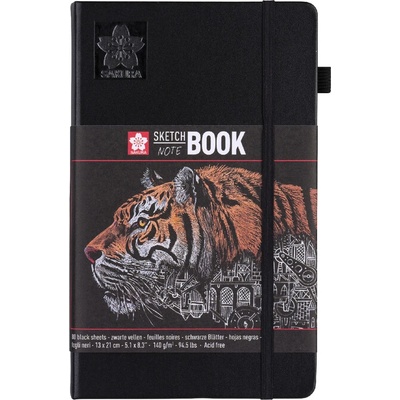Sketchbook Sakura v pevnej väzbe s čiernym papierom 140g 13 x 21