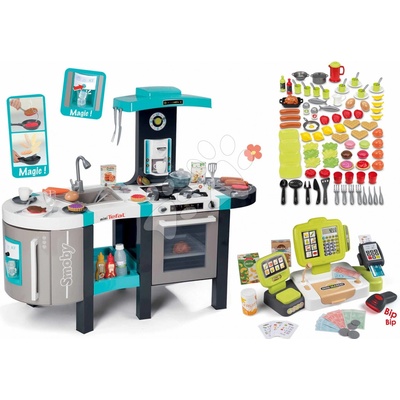 Smoby set kuchynka elektronická Tefal French Bubble a pokladňa elektronická s čítačkou a 100 ks potravín 311206-5