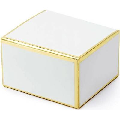 Partydeco krabička 60x35x55mm bílá se zlatými okra
