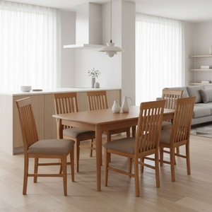 TopMebel Трапезен комплект Belfast TopMebel 7 части масивно дърво - МДФ разтегателна маса 150/200x89x78см