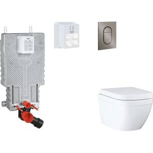 GROHE Uniset - Комплект предстенна инсталация, тоалетна, SoftClose седалка и бутони Arena Cosmopolitan S, Triple Vortex, четка Hard Graphite SANI15BB5106 (SANI15BB5106)