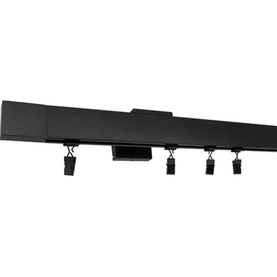 Kovovégarnýže Garnýže Quadrato square černá matná Jednořadá, 501-600cm, kolečkový jezdec+šnekový háček