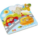 Classic World Дървен пъзел с дръжки Classic World - Превозни средства (3542) - baby