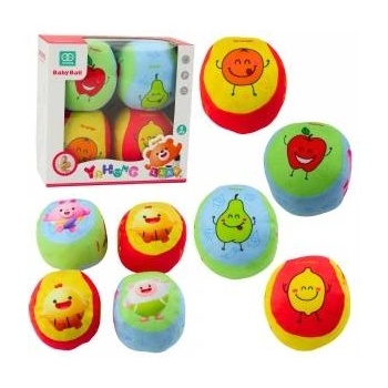 LEAN Toys Set of Soft Balls for Toddlers Colorful Fruits 4pcs