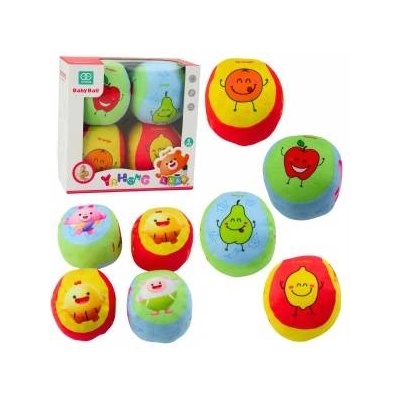 LEAN Toys Set of Soft Balls for Toddlers Colorful Fruits 4pcs