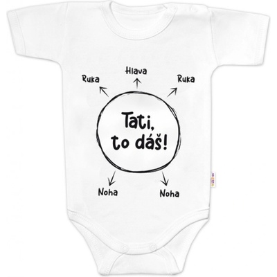 Body krátký rukáv s vtipným textom Baby Nellys Tati to dáš! biele