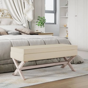 vidaXL Табуретка за съхранение, 110x45x49 см, лен (344522)