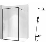 Rea Комплект душ кабина Rea Bler-1 Walk-In, черен цвят 80x195 см и душ колона Omnires Y, черен цвят (5902557337514+Y1244NBL)