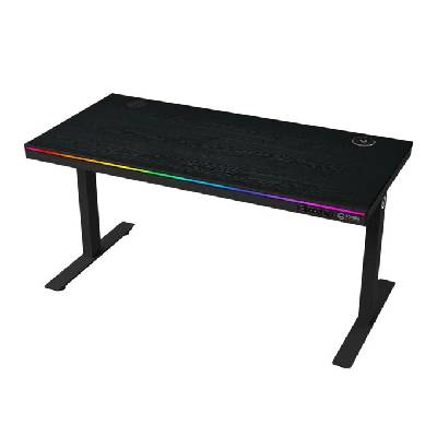 Гейминг бюро Lorgar Desk Pro 80 Series DP80W, 1405 x 1165 x 705 mm, водоустойчиво, QC2.0, RGB подсветка, черно (LRG-DP80W)