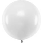 Party Deco Голям Латексов Балон, Пастел, Бял, 60см (olbom-008)
