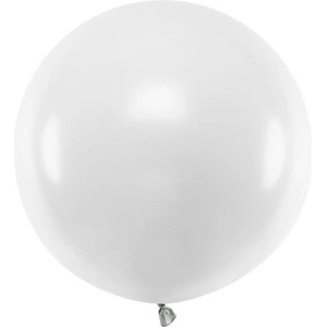 Party Deco Голям Латексов Балон, Пастел, Бял, 60см (olbom-008)