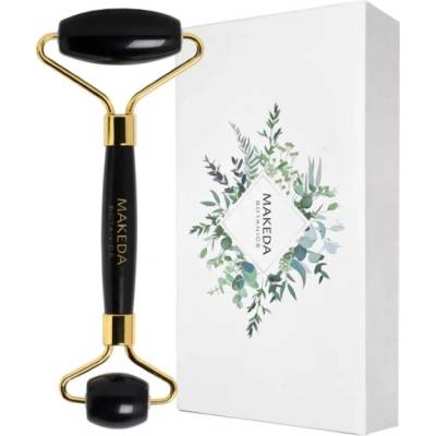 Makeda Botanics Двоен масажен ролер за лице, черен обсидиан