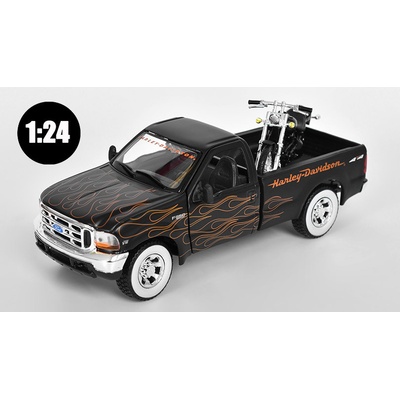 Maisto Ford F-350 Super duty + Harley-Davidson FXSTB Night Train 1:24