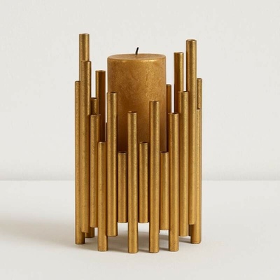 kovový svícen ve zlaté barvě, výška 18 cm BePureHome