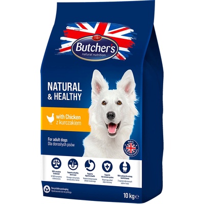 Butcher's 10кг Adult Natural & Healthy Butcher's, суха храна за кучета - с пиле