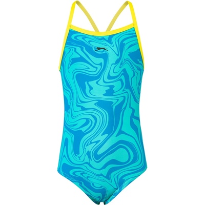 Slazenger Юношески бански костюм Slazenger Mesh Back Swimsuit Juniors - Blue/Yellow