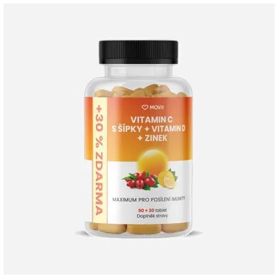 MOVit Energy Vitamín C 1200 mg s šípky + Vitamin D + Zinek PREMIUM 120 tablet