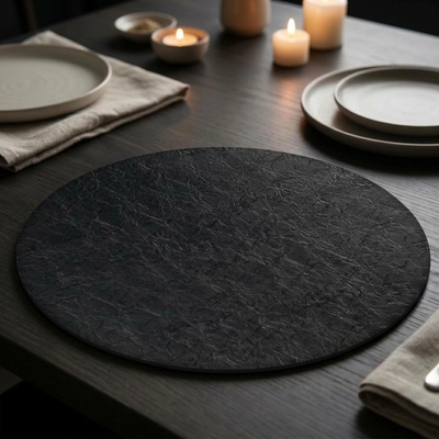 Kela Prostírání plastové Kalea 38cm imitace kůže černá KL-12183