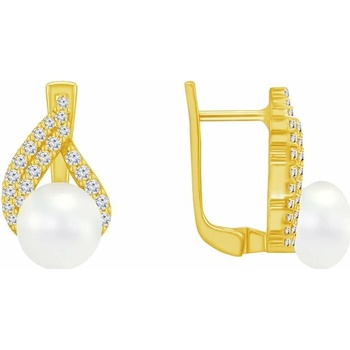 Eppi strieborné náušnice s perlami a zirkónmi Zeta E38008