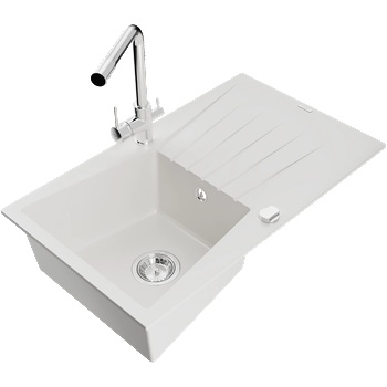 Mexen Cesar гранитна мивка с 1 отделение с отцедник и кухненски смесител (6514-20-671600-00)