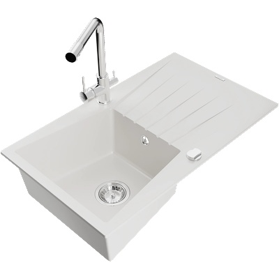 Mexen Cesar гранитна мивка с 1 отделение с отцедник и кухненски смесител (6514-20-671600-00)