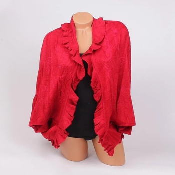 Image 1 of Кашмирено болеро в червен цвят с къдрички