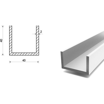 Hliníkový U profil 40x40x40x2