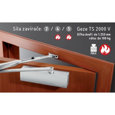 AC-T Servis Geze TS 2000 V BC ramienko s vypínateľnou aretáciou strieborná