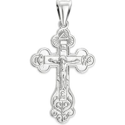 Argento Strieborný prívesok pravoslávny krížik s Kristom Božie oko lebka 86146