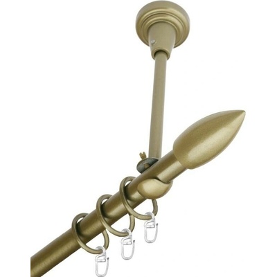 OK-GarnýžeCZ Garnýž kovová jednořadá 16mm Špice zlatá antik 330 cm do stropu / kroužky s háčkem