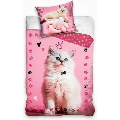 BedTex povlečení KOČIČKA PRINCEZNA fototisk růžové bavlna hladká 140x200 70x90