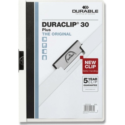 Durable Duraclip plastový rychlovazač na 30 listů bílý A4