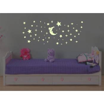 Светещи стикери за стена луна със звезди (1403)