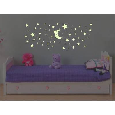 Светещи стикери за стена луна със звезди (1403)