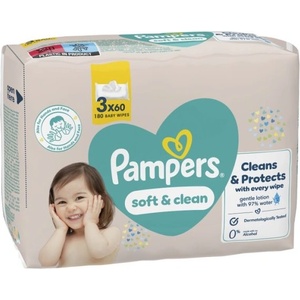 Pampers Мокри кърпички Pampers Soft & Clean - 3x60 броя