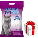 Premium Cat Премиум котешка тоалетна с бентонит - Лавандула за котки 20 кг + безплатна изненада за котката